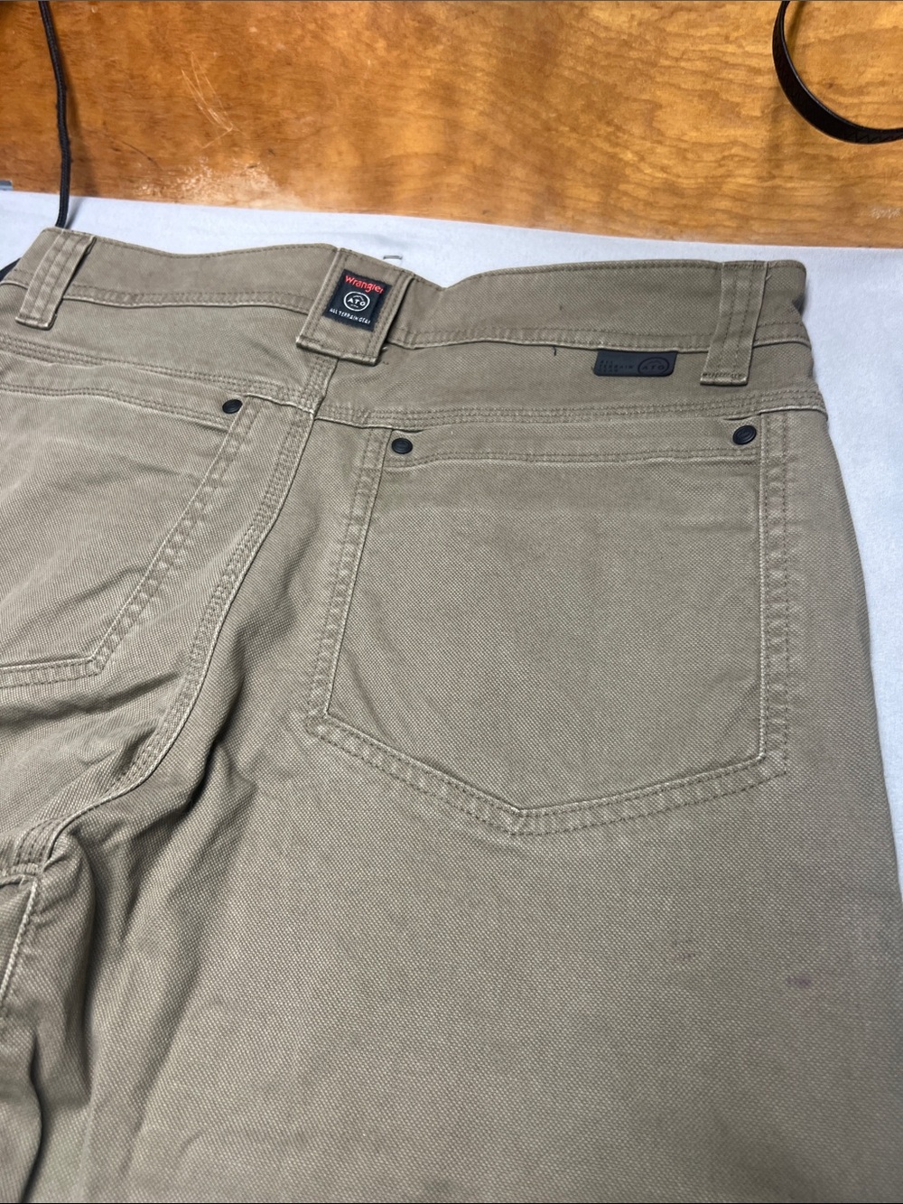 Wrangler Khaki Work Pants with Flared Leg - Picture 9 of 10